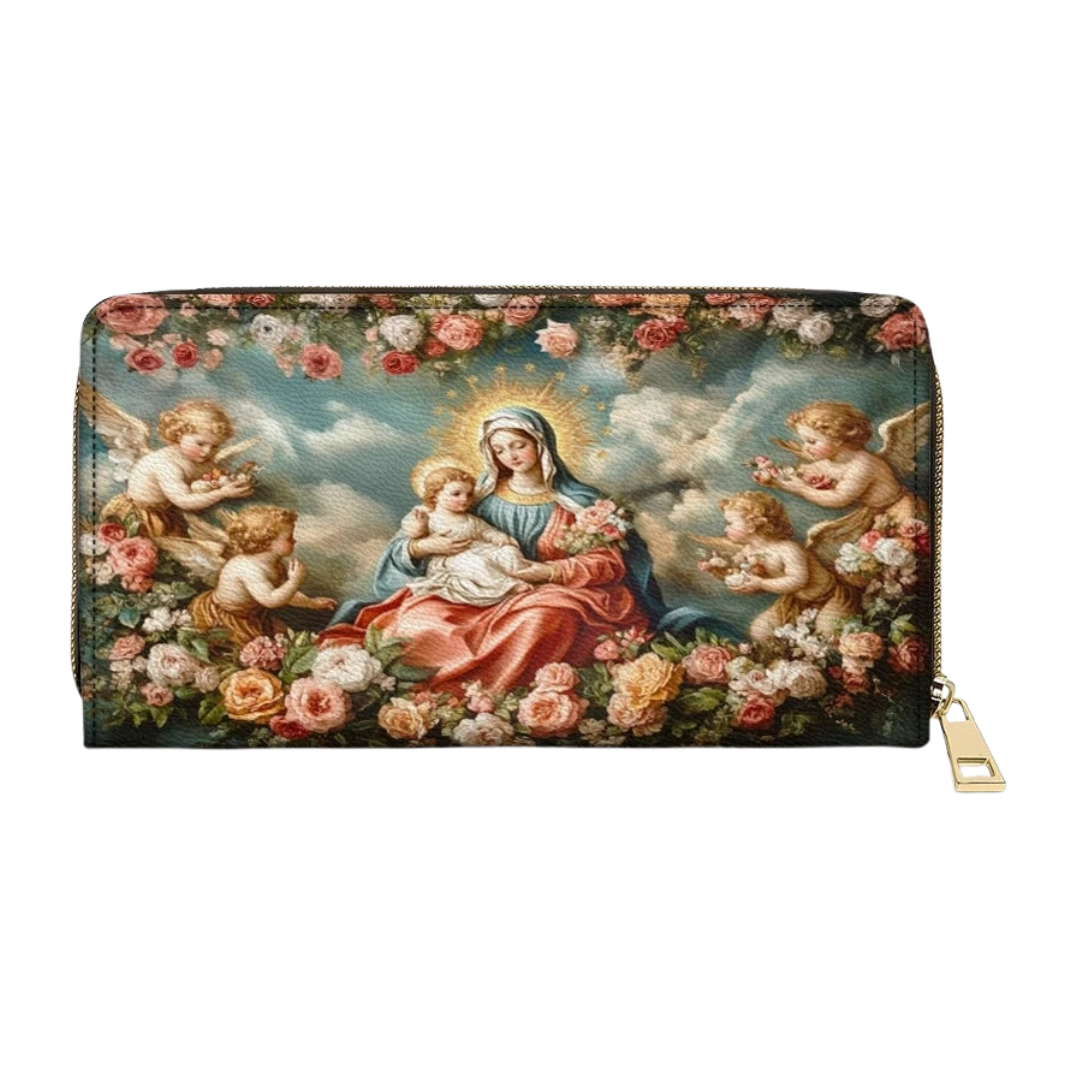 Cartera Católica Femenina – Nuestra Señora de Fátima y el Niño Jesús