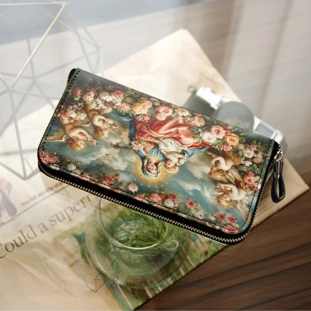 Cartera Católica Femenina – Nuestra Señora de Fátima y el Niño Jesús